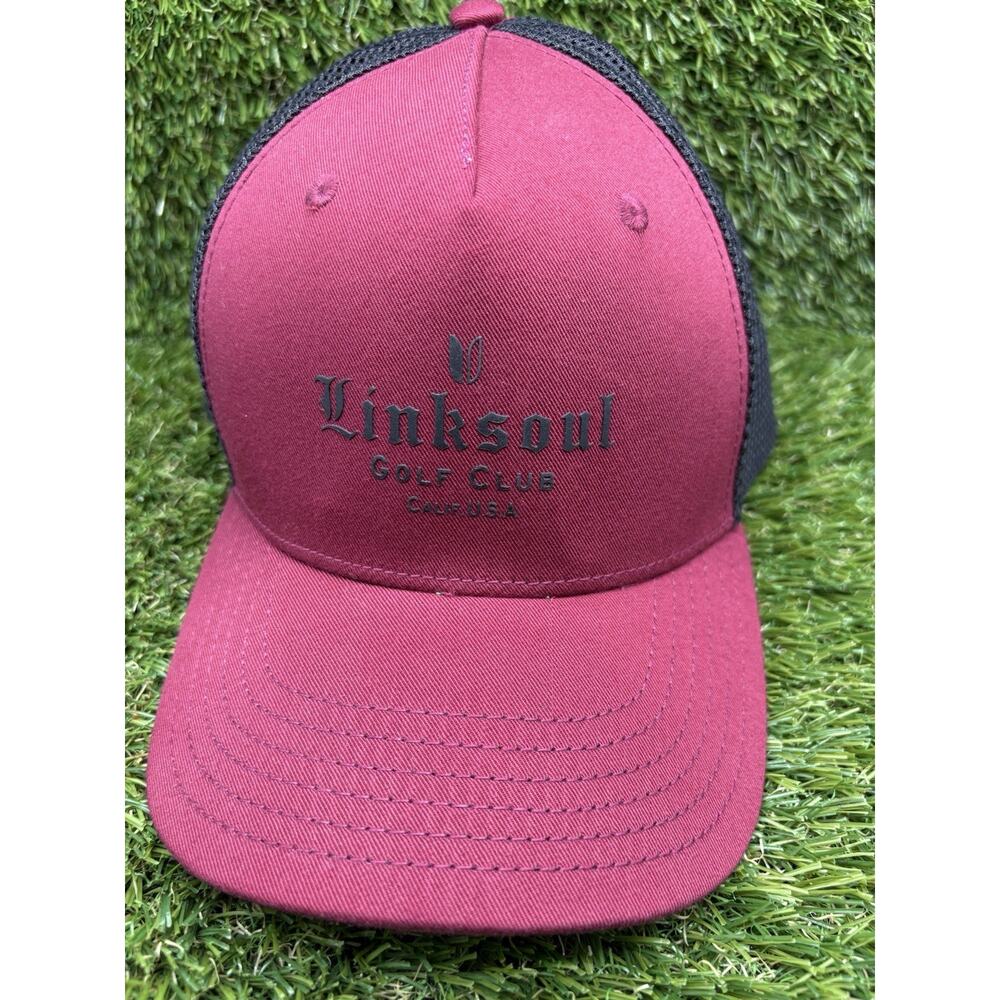 Linksoul Golf Trucker Hat Adjustable Maroon Black Cap NWOT